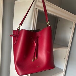 Red Leather Bucket Bag